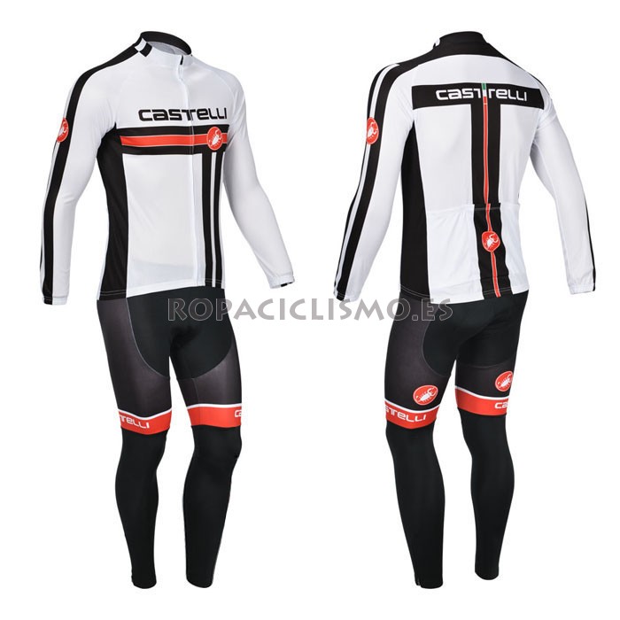 2013 Maillot Castelli Mangas Largas Blanco Negro